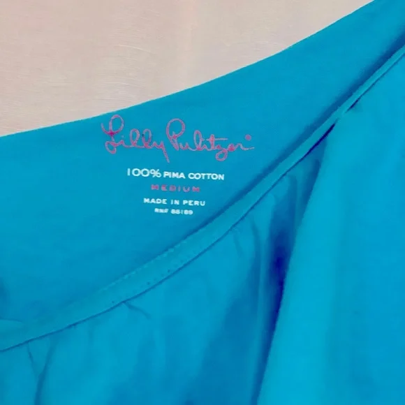 Lilly Pulitzer One Shoulder Turquoise Ruffle Tank - Picture 3 of 4